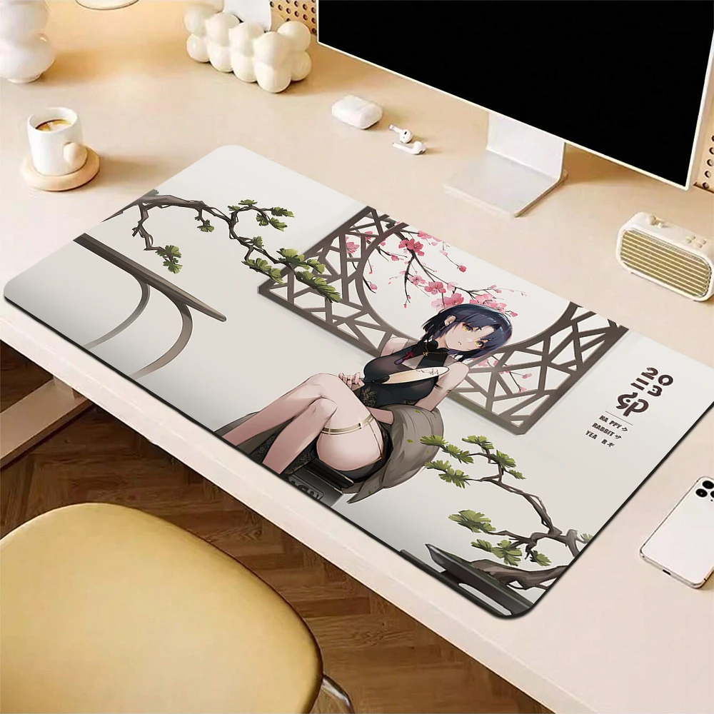 

Anime Girl Mouse Pad Gamer Genshin Impact Large Mousepad HD Print Gaming Mouse Mat Computer Desk Mat Locking Edge Keyboard Mats