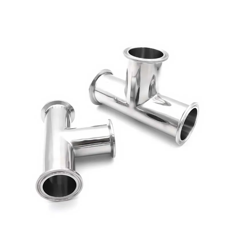 SS304/316L Stainless Steel Sanitary Tee Fitting OD19mm-102mm Pipe OD 50.5-119MM Suitable For 1.5 