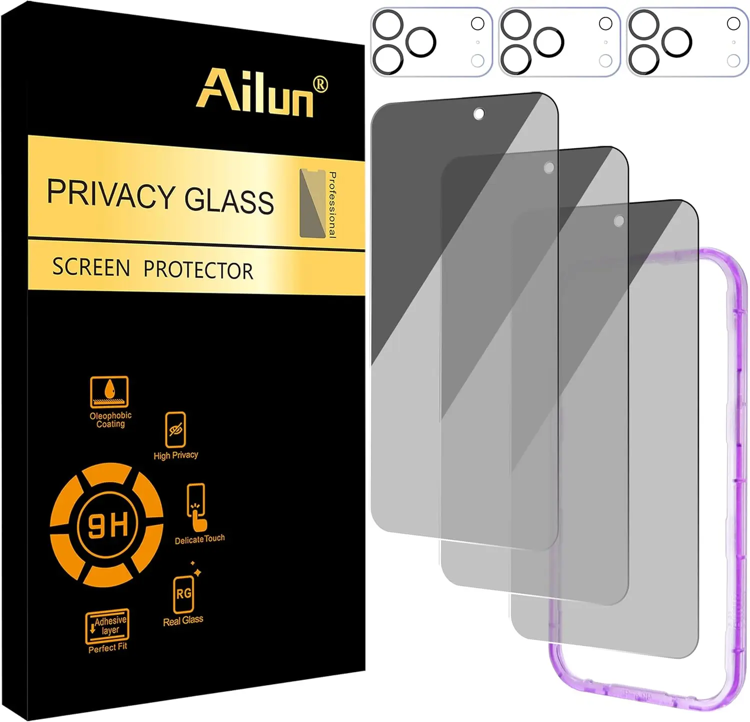 

3 Pack for iPhone 17 Pro Max Privacy Screen Protector [6.9 inch]+ 3 Pack Camera Lens Protector with Installation Frame,Dynamic I