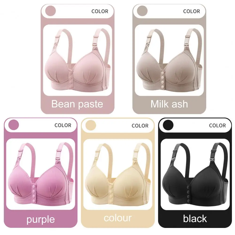 Non-slip Large Size Bra Comfortable Nylon Bra Comfortable Plus Size Women's Bra Front Button Closure Adjustable for Breast