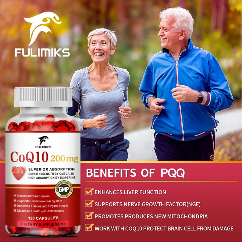 FULIMIKS CoQ10 Soft Capsules, with Omega-3 & Bioperine Black Pepper Extract, Improve Tissues and Organs Health, Liver Function