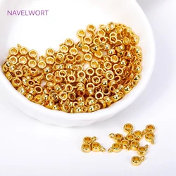 18K Gold Plated Round Pendant Bail With Ring Brass Spacer Bail Beads Connectors For DIY Necklace Jewelry Making Accessories