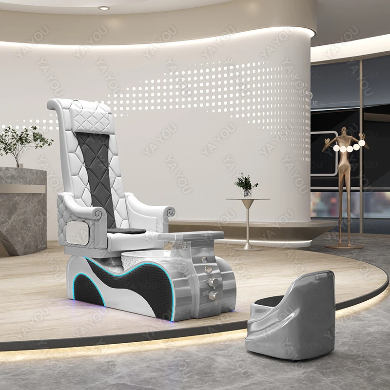 

Silver New Style Pedicure Chair With Massage High Back Strap And Drainage Pump Can Be Customized In Color