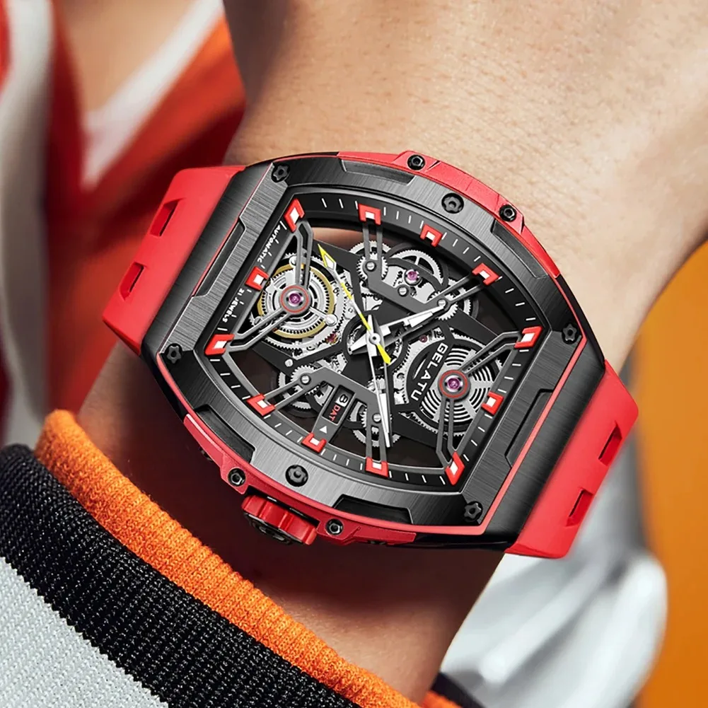 GELATU-Montres mécaniques automatiques étanches pour hommes, montres-bracelets pour hommes Shoous, saphir, miroir, modules de marque supérieure, leton