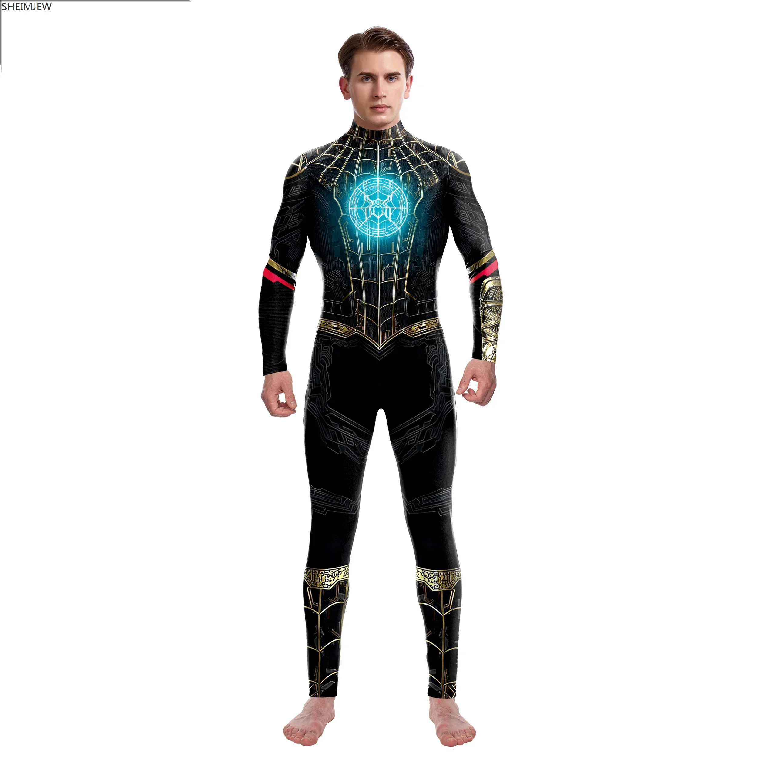 Mono de superhéroe con estampado de araña negra para adultos, traje de Catsuit para fiesta de carnaval, traje Zentai para espectáculo de escenario, traje de fantasía Rave