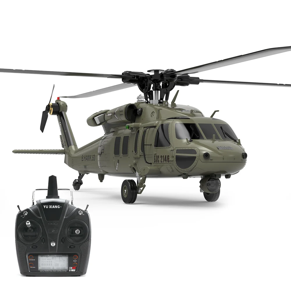 YXZNRC F09 RC Helicopter 1:47 Scale UH60 Black Hawk 6CH 3D Flybarless Direct Drive Dual Brushless With Transmitter RTF/BNF