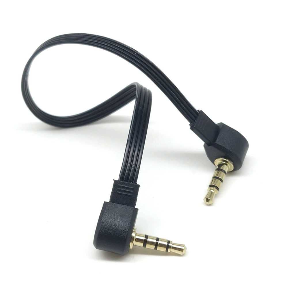 Cavo di connessione audio AUX a gomito audio montato su auto da 3.5mm maschio a maschio doppia spina auricolari piatti per computer cellulare 5CM-1M