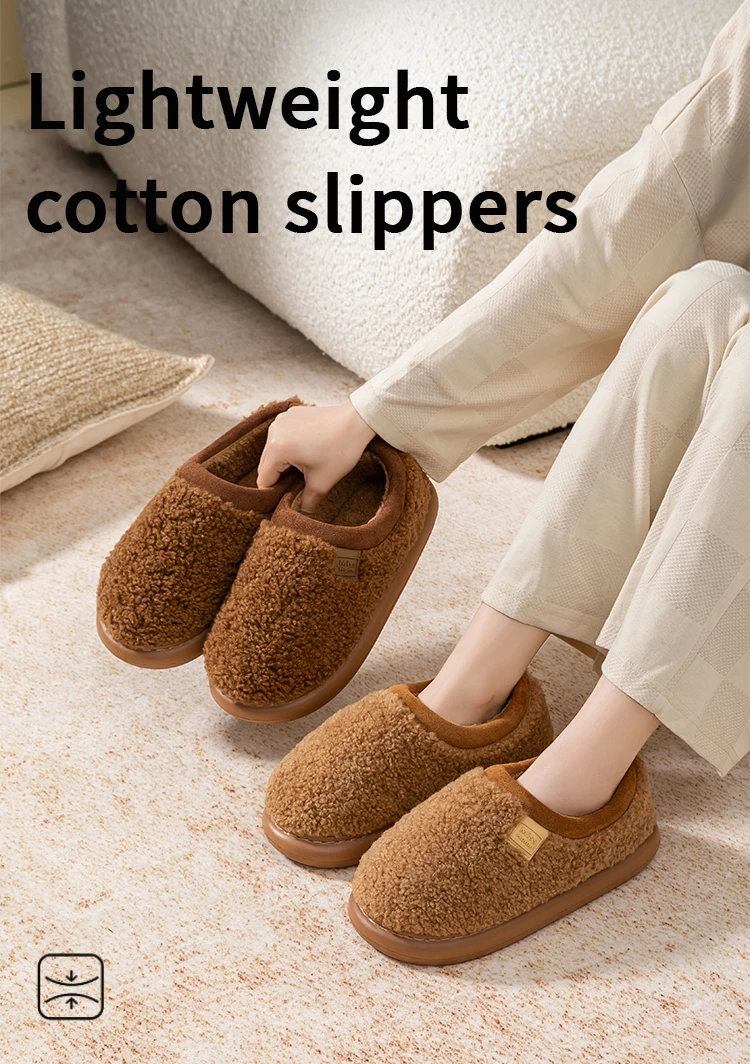 Plüsch-Hausschuhe für Herren, Winter-Hausschuhe für den Innen- und Außenbereich, verdickte weiche Sohle, gemütliche, mit Fleece gefütterte Bootie-Slides für den Heimkomfort – Detail 3