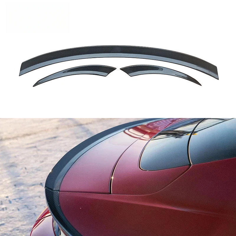Black Dry Carbon Fiber Rear Spoiler Replacement Fit for Electric Sports Car 2018-2024