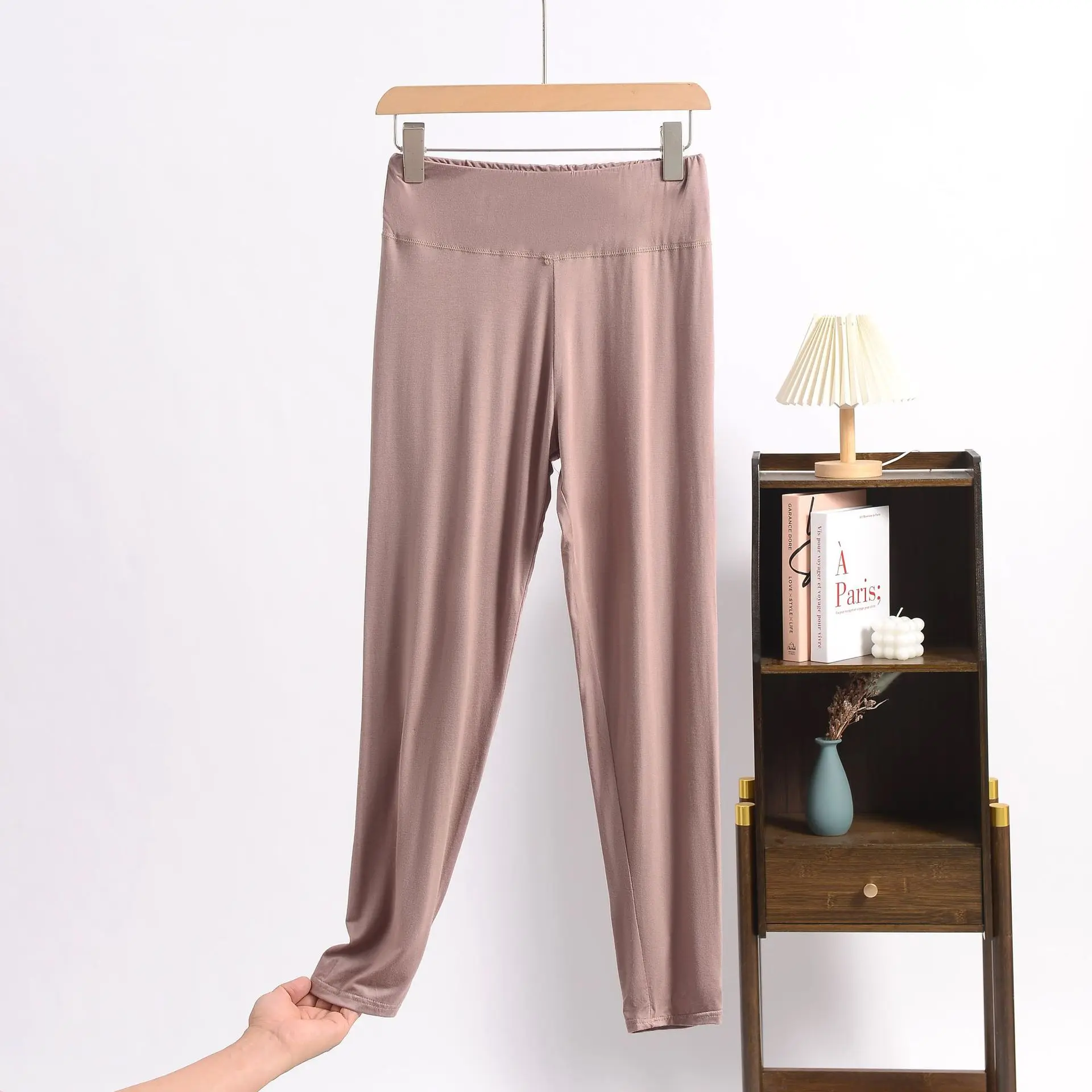 PLUS ขนาดฤดูร้อน Modal กางเกงขายาวเอวสูง Tummy Control Shaping Capris ยืดกว้างข้อเท้า-ความยาวกางเกงกีฬาโยคะ