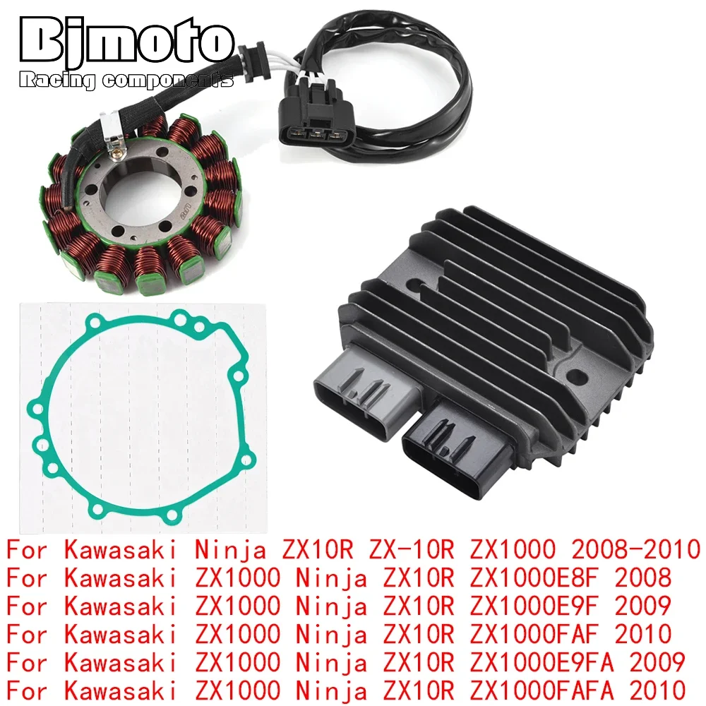 

ZX10R 2010 ZX-10R Engine Stator Coil+Voltage Regulator rectifier For Kawasaki Ninja ZX10R ZX-10R ZX1000 2008 2009 With Gasket