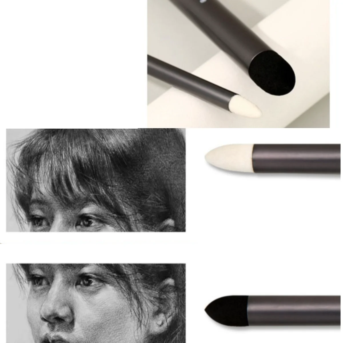 

Dual-Tip Sketch Brush Ergonomic Felt And Sponge Smudger Art Foam Blender Reusable Pastel Stump For Painting Portrait Charcoal