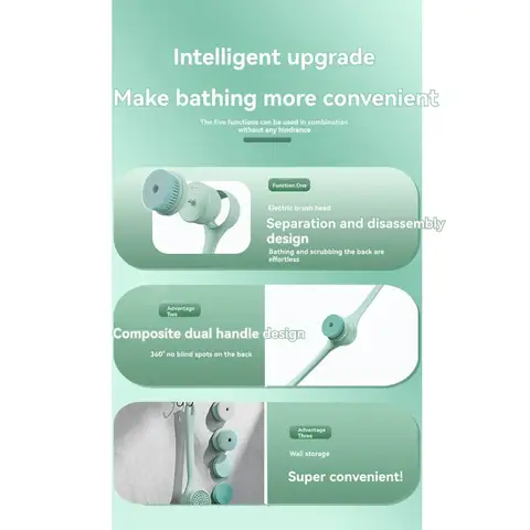 【OFF SHELF】Rechargeable Electric Body For Cleansing Brush Waterproof With 3 Brush Heads, For Skin For Cleansing And Massaging Ba