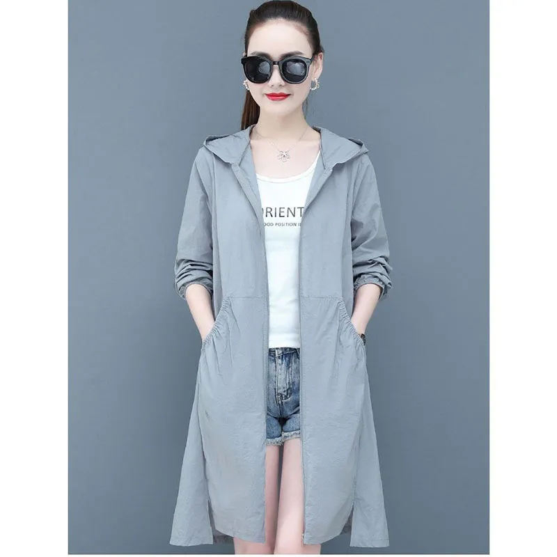 ครีมกันแดดบางเสื้อผ้าผู้หญิงเสื้อแจ็คเก็ตยาว 2025 ฤดูร้อนใหม่ป้องกันรังสียูวีเกาหลีอเนกประสงค์ครีมกันแดดเสื้อแจ็คเก็ตหญิง Windbreakers