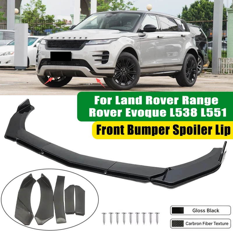 For Land Rover Range Rover Evoque L538 L551 5Pcs ABS Car Front Bumper Lip Spoiler Splitter Body Kit Canard Tuning Accessories