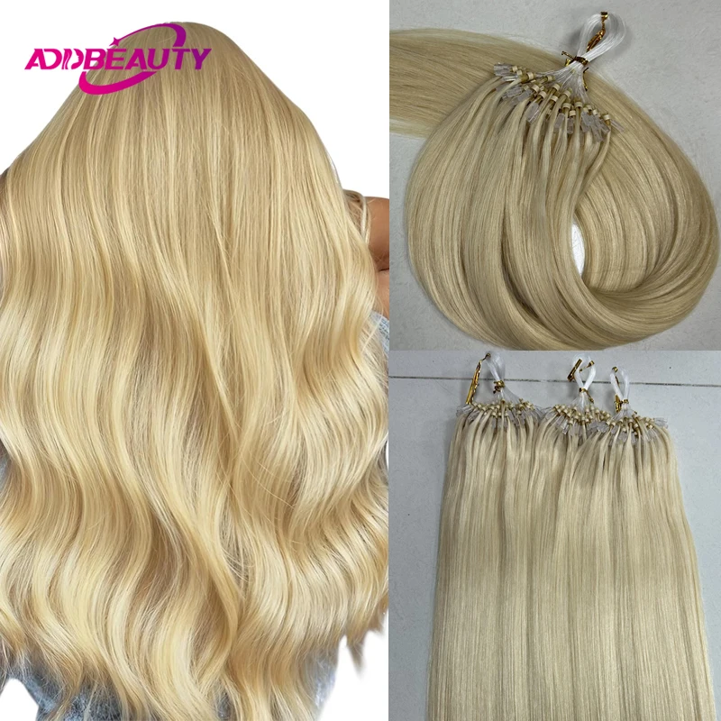 مايكرو حبة وصلات شعر شعر بشري حقيقي طبيعي أسود 50 ستراند مايكرو حلقة وصلات شعر شعر بشري حقيقي غير مرئية MicroLink #1