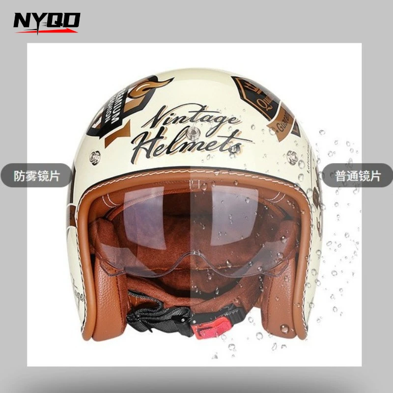 DOT Certified Retro Open Face Helmet, All Seasons Motorcycle Half Helmet for Men Women, Winter Friendly casco de moto