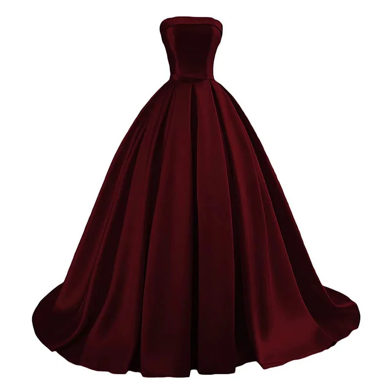 Customized Simple High End Strapless Satin Long A-line Formal Evening Dress Vintage Slim Fit Long Prom Vestidos Luxury Draped El