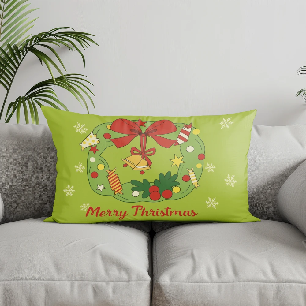 ديكور المنزل عيد الميلاد إكليل عيد ميلاد سعيد مناسبة ل أريكة غرفة نوم سيارة وسادة غطاء وسادة وسادة الظهر مستطيلة