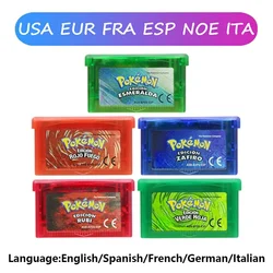 GBA-Cartouche de jeu vidéo Pokemon Series 32 bits, carte console, émeraude, adrenfire, rouge feuille, vert, saphir, multilingue