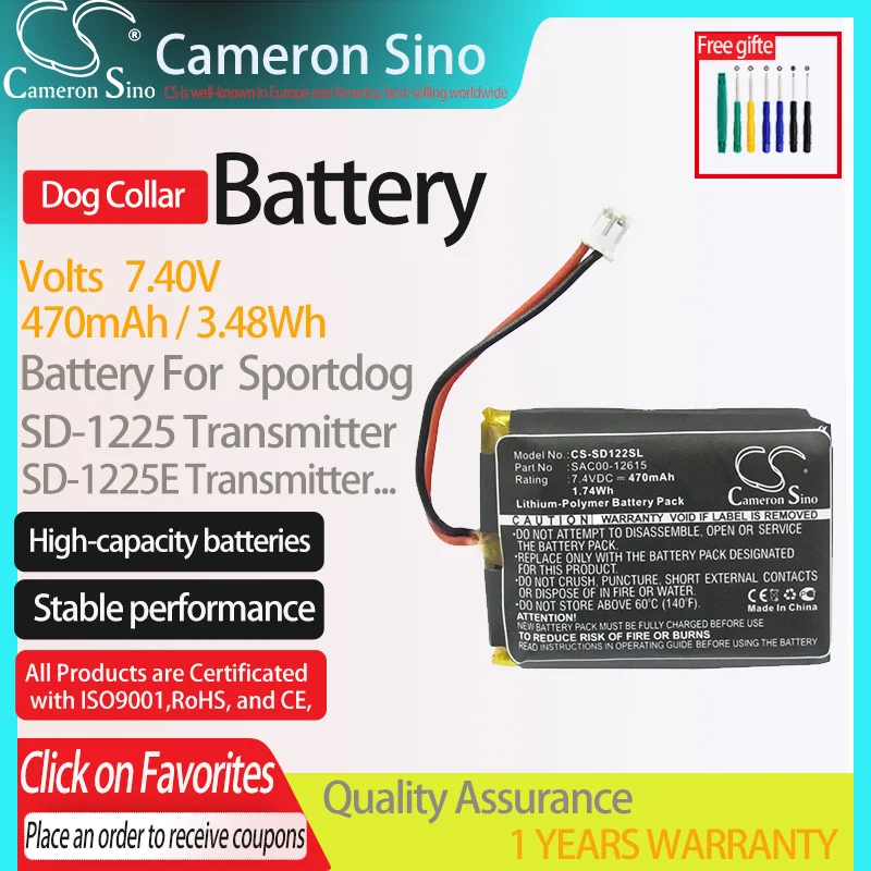 CameronSino Battery for Sportdog SD-1225 Transmitter SDT54-13923 SD-1825E Transmitter.fits SAC00-12615,Dog Collar Battery.