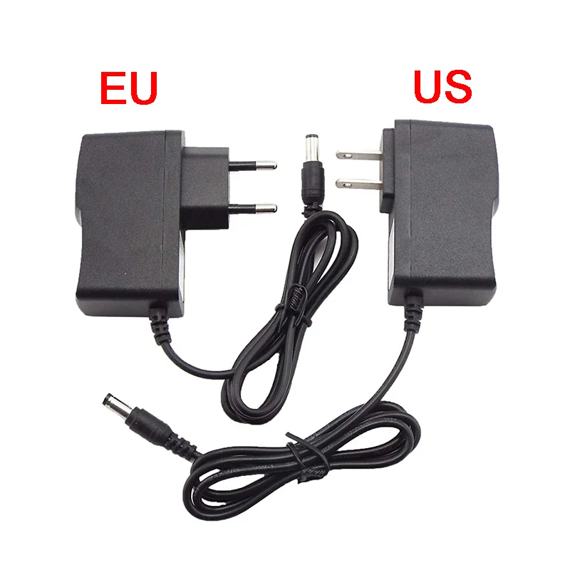 Adaptador de fuente de alimentación AC 100V-240V DC, convertidor de enchufe 12V 1A 1000ma para tira de luz LED, interruptor de cargador CCTV, 5,5mm x 2,5mm, enchufe US/EU