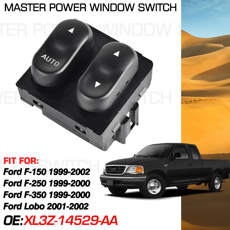 Power Window Control Switch Button 9 Pins For Ford F-150 F-250 F-350 Lobo 1999 2000 2001 2002 XL3Z-14529-AA F65Z-14529-AAB