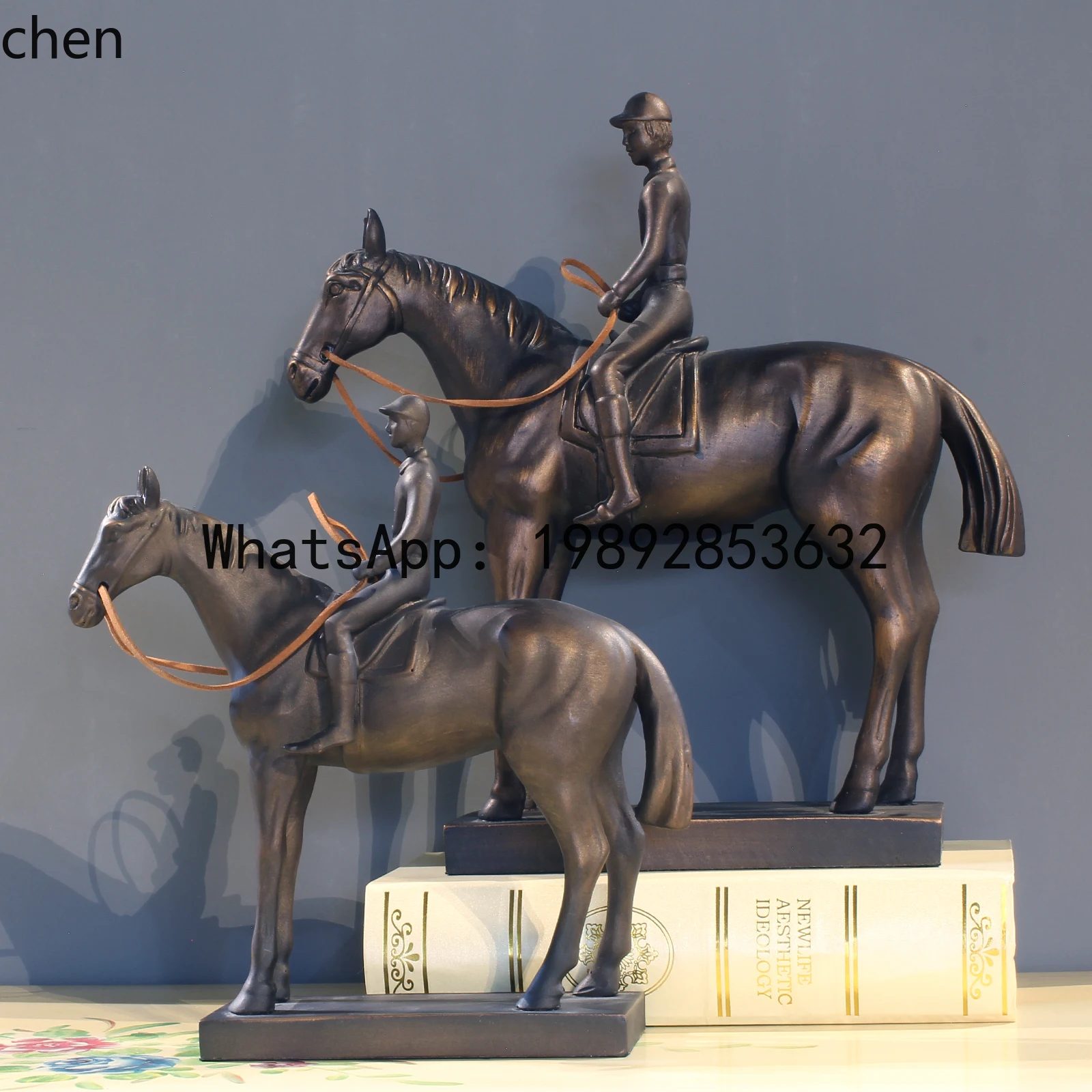A Equestrian Horse Riding Home Decoration Ornament Craft Display Study Bookshelf Villa Artwork Display
