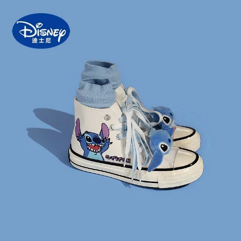 ديزني شعبية الكرتون عالية أعلى قماش أحذية رياضية |   حذاء أسود أنيق بتصميم فريد من نوعه، ملابس عصرية للجنسين #2