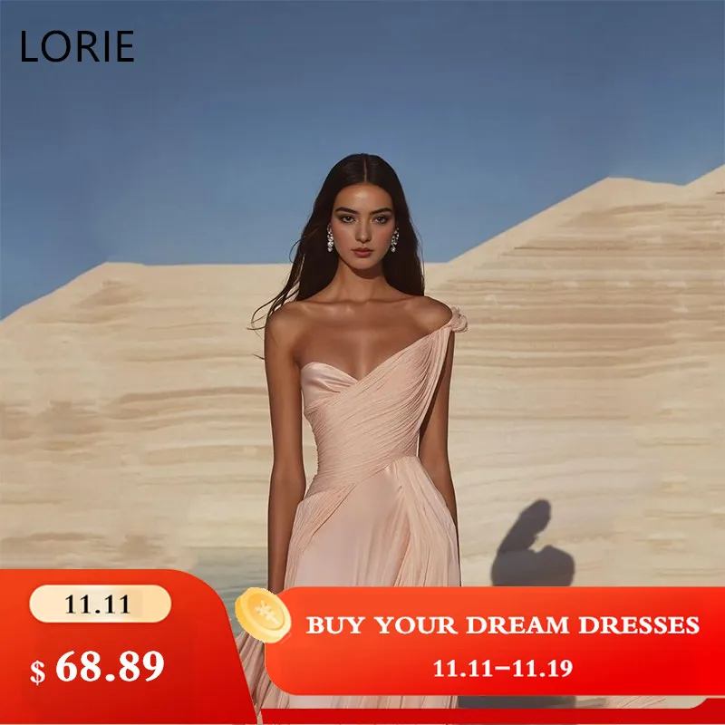 

LORIE розовые атласные вечерние платья на одно плечо по индивидуальному заказу, вечернее платье для выпускного вечера с лентой, платье для выпускного вечера без рукавов длиной до пола