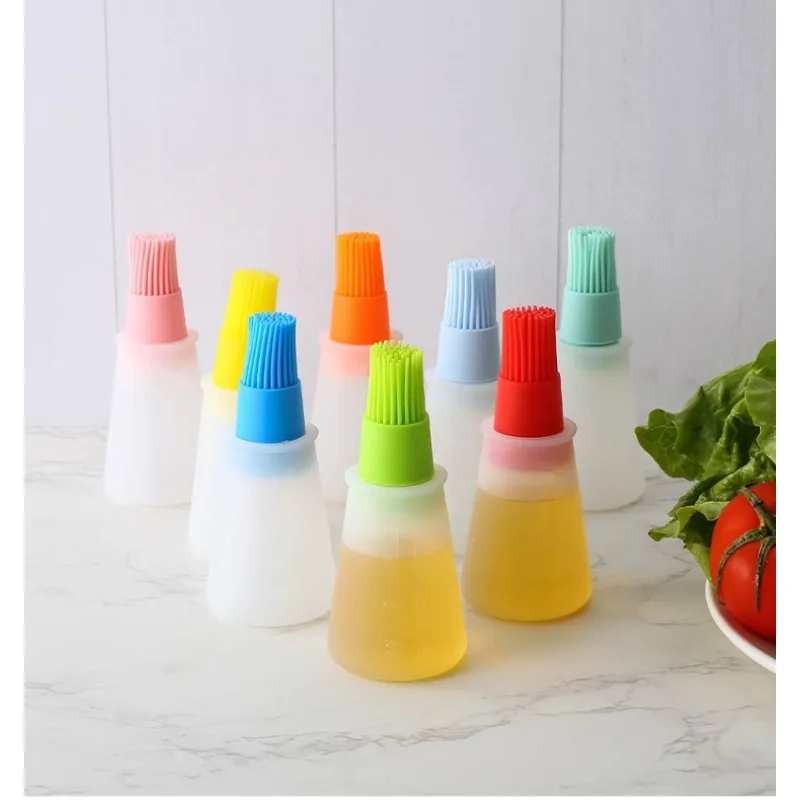 

New BBQ Grill Oil Brushes Portable Silicone Oil Bottle with Brush Oil Pastry Kitchen Baking Oil Brush Pancake Brush Kitchen Tool