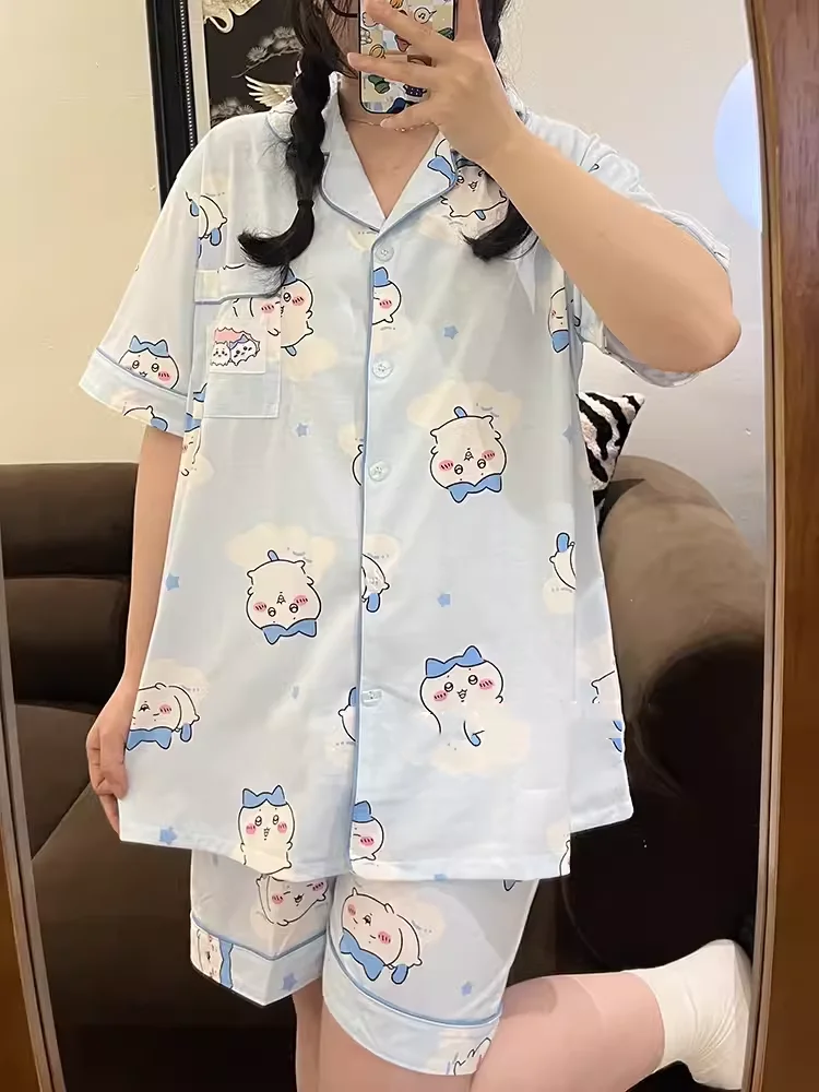 

Chiikawa pajamas for women short-sleeved pure cotton thin cartoon cute Hachiware home clothes