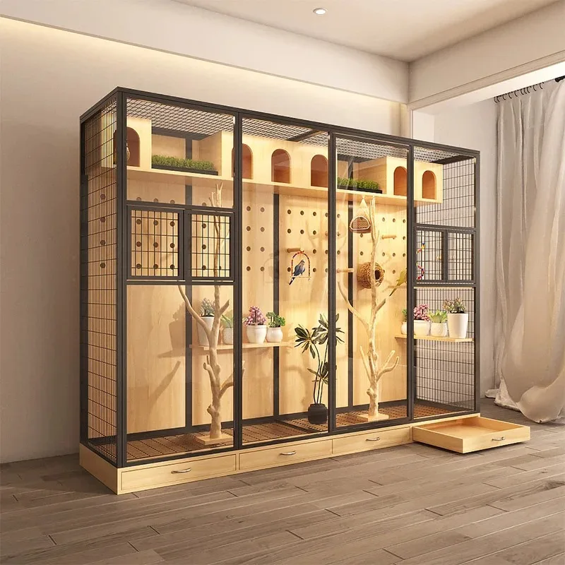 Bird Cage Parrot Cage Extra Large Xuanfeng Special Pet Cage Wooden Luxury Villa