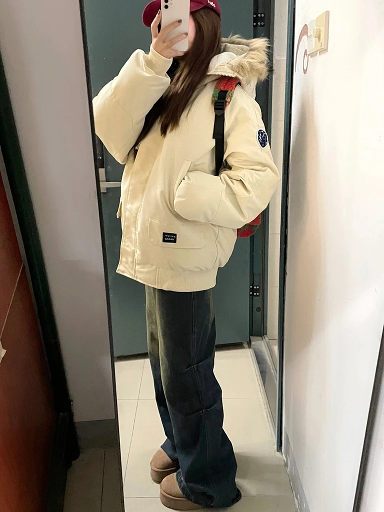 

Женская зимняя парка из натурального меха, свободного кроя, утепленная, на пуговицах, с отделкой из лисьего меха, модная, утолщенная, уличный стиль