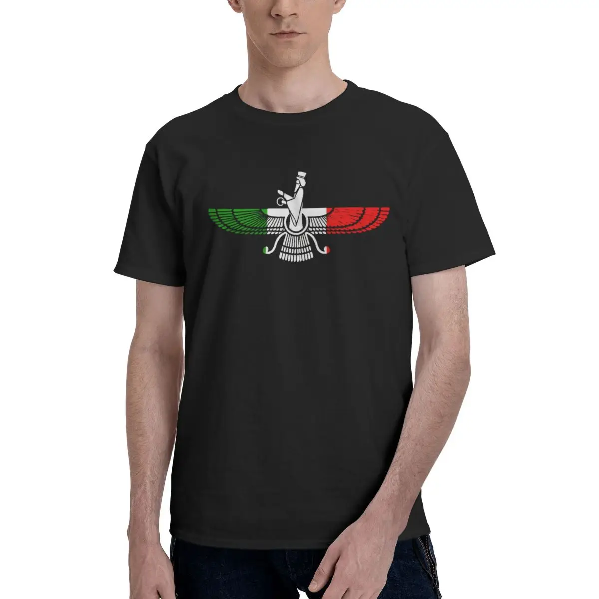 Men Faravahar Iran Ahura Mazda Persian Zarathustra 2026 T Shirt Streetwear Big Size Cotton Crewneck Custom Sleeve Tee Shirt