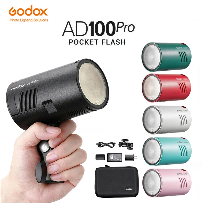 

Godox AD100Pro 100Ws TTL 2.4G HSS 1/8000s Pocket Flash Light with 7.2V/2600mAh Lithium Battery 360 Full Power Flashes 0.01-1.5s