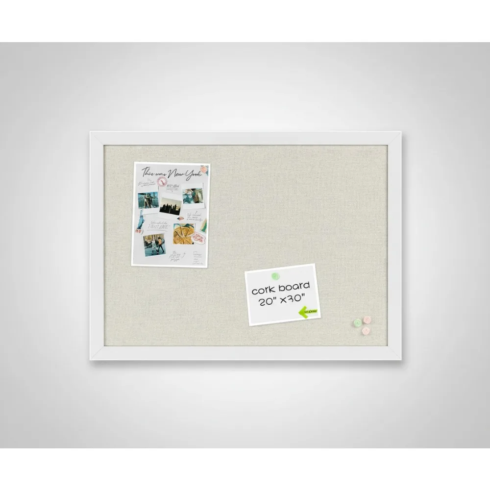 30x20 дюймов деревянная рама пробковая доска объявлений с льняной крышкой, настенная доска для булавок для офиса, дома, школы, декора