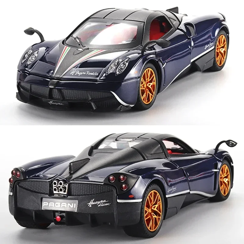 1/24 Pagani Huayra Dinastia Diecast Alloy Car Model Toys 4 Door Opened Sound And Light Pull Back Sports Vehicles For Child Gifts