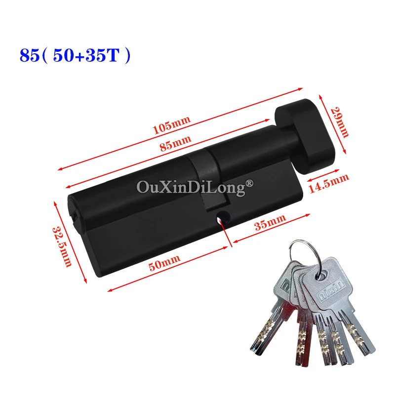 Imagem -05 - European Door Lock Cylinder Core Lock Solid Brass Gate Repair Parts Key Size 70 mm 75 mm 80 mm 85 mm 90 mm 100 mm pc