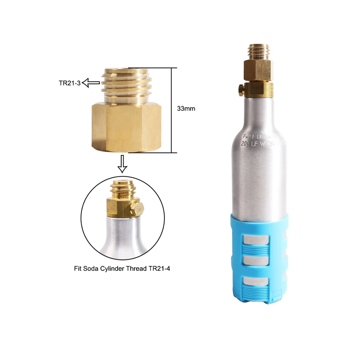 Soda Cylinder Stream Thread Converts Adapter Match Quooker Cube Tank Female Tr21-4 to Male Tr21-3