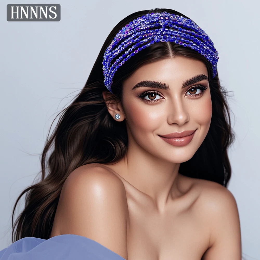 

TOPQUEEN Gorgeous Bridal Weddings Headband European And American Style Blue Beaded Ladies Banquet Party Ball Headdress YXA20