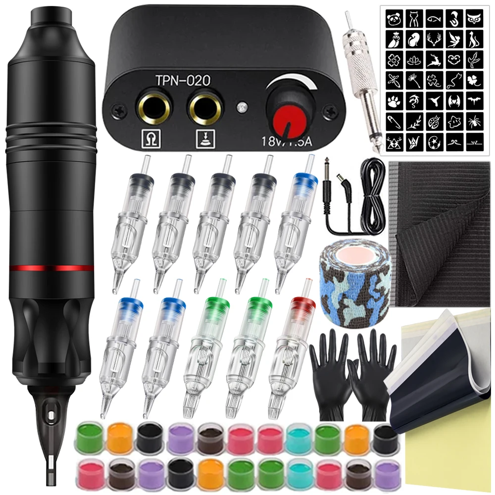 Wireless Tattoo Machine Kit Rotary Tattoo Pen Set with Wireless Tattoo Power Supply Permanent Makeup Tools Tattoo Kit