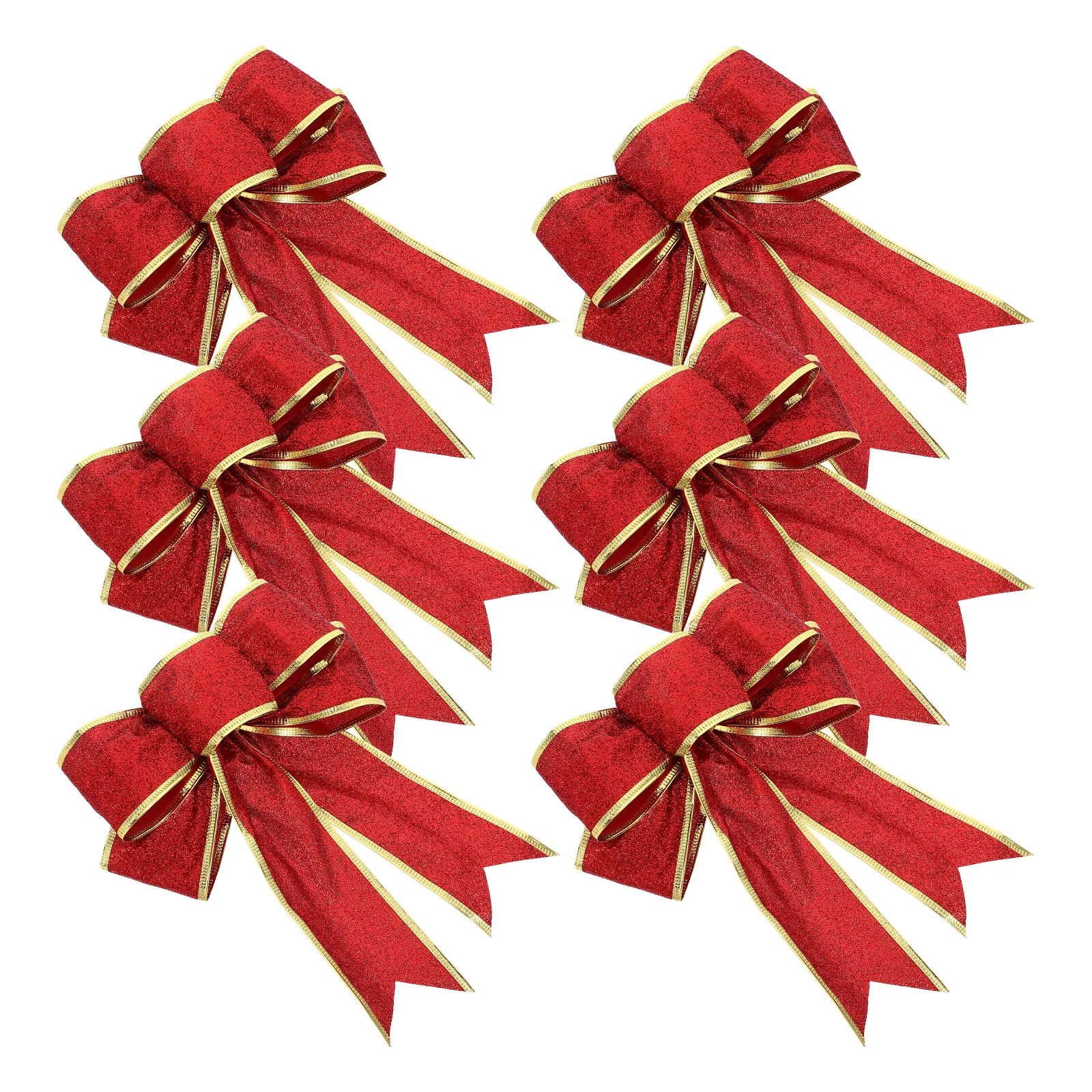 

6Pcs Xmas Bowknot Decorative Gold Edge Large Glitter Christmas Tree Bow Bowknot Ornaments Xmas Ornaments