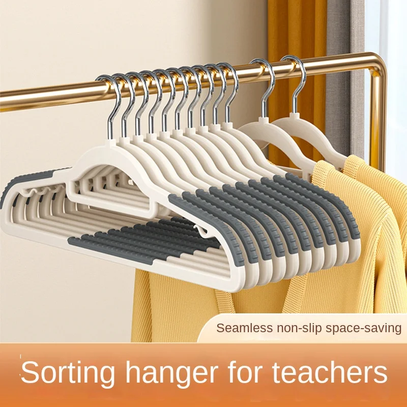 10 PCS Clothes Hanger Non-slip Bold Style Seamless Household Clothes Hanger Rotatable Multi-functional Wide Shoulder Plastic