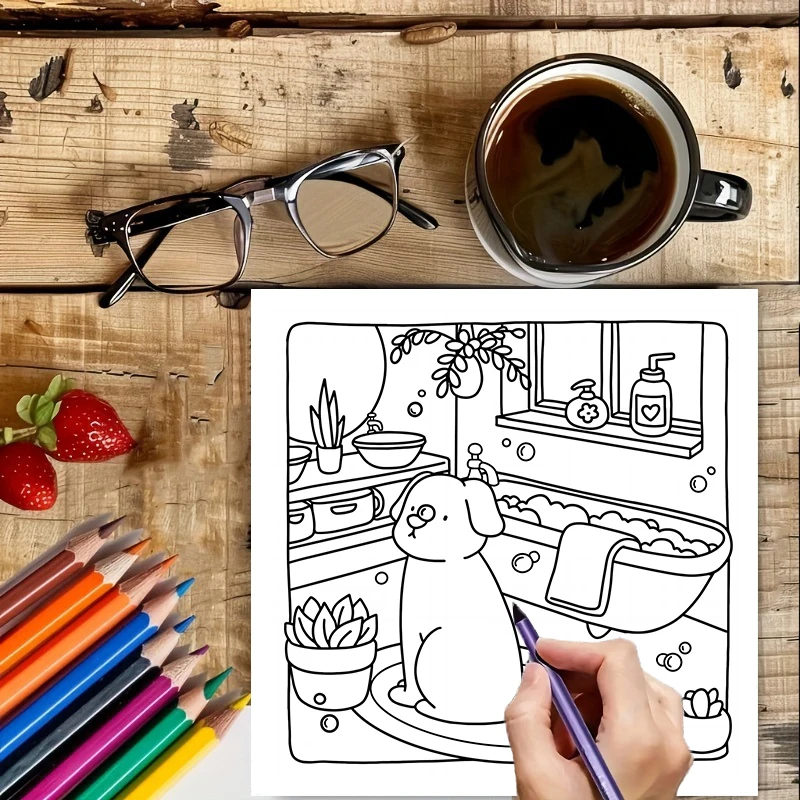 Książeczka do kolorowania z szczeniaczami, 28 stron, książka do malowania na Walentynki, prezent na przyjęcie urodzinowe, artykuły do rysowania, Boże Narodzenie