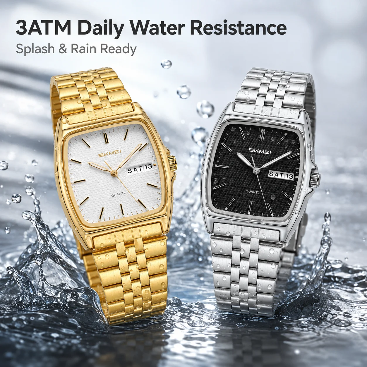 SKMEI 2628 Couple's Quartz Wristwatches 30M Waterproof Men Women Retro Watch Business Unisex Vintage Clock Date Time Chronograph