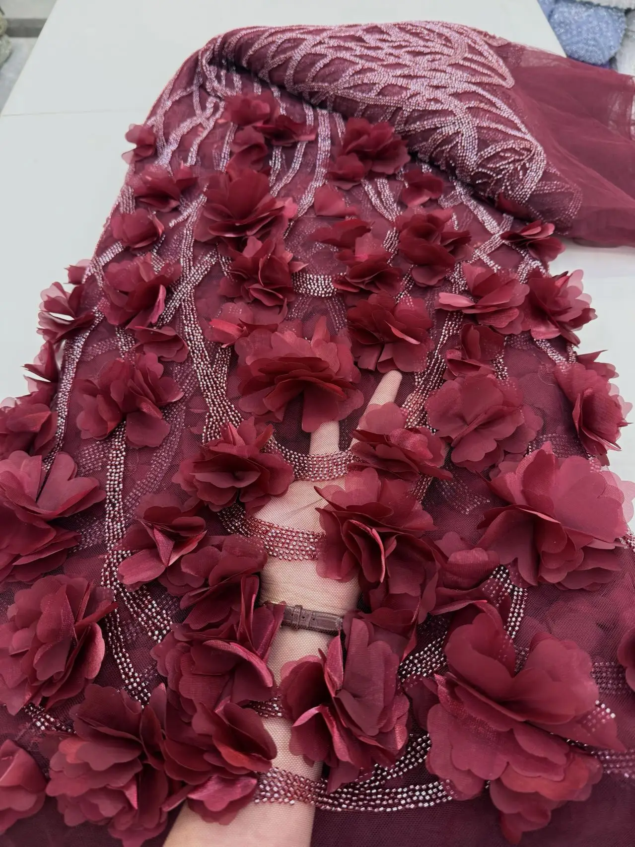 

Mesh African Sequin Lace Fabric,Design Fabrics By The Meters,High Quality,Tulle,Beaded,Wedding Dresses,Embroidery,5 Yards