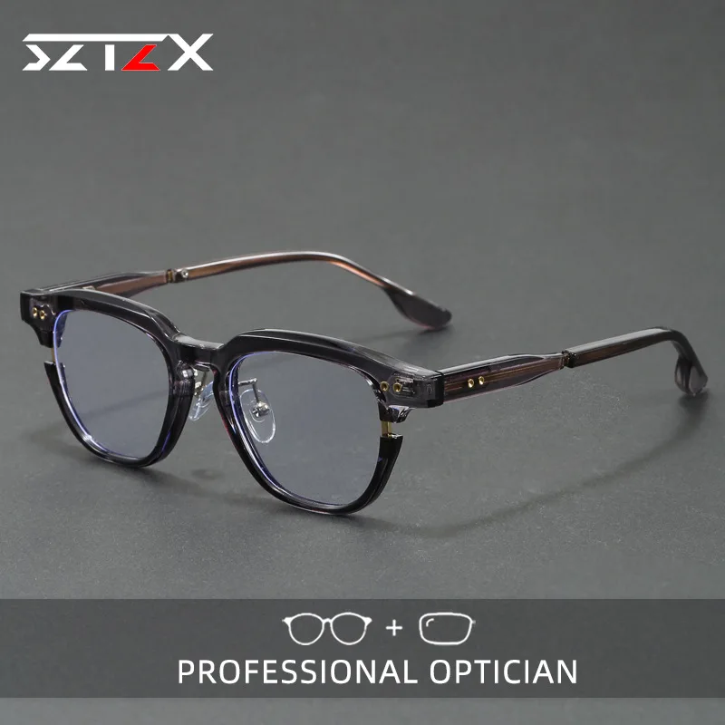 Lunettes de lecture optiques progressives rondes SZTZX, style classique décontracté, anti-lumière bleue, anti-reflet, pour myopie