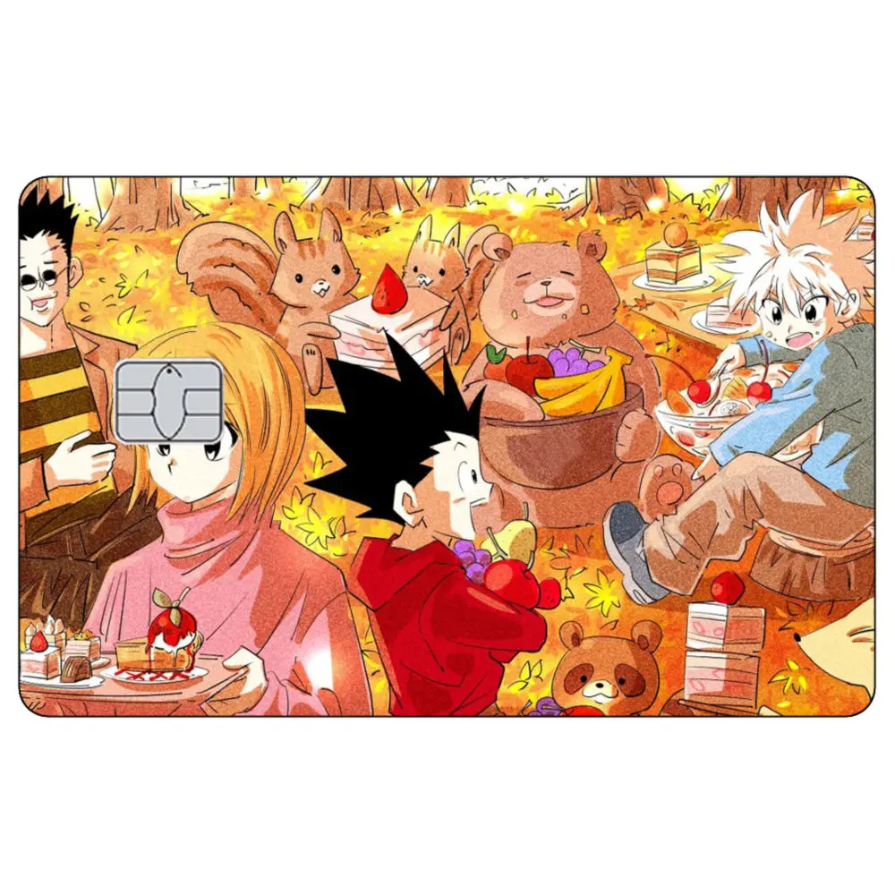 Anime HUNTER Cartoon Kreditkarte Haut Aufkleber Killua Lizenz Karte Abdeckung Aufkleber Kleine Chip Vorderseite Sammeln Dekoration