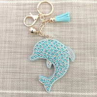 Creative Dolphin Crystal Keychain Pendant With Metal Keyring for Women's Bags and Car Key Accessories Wholesale Price